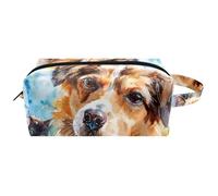 Travel Toiletries Bags Cosmetic Bag for Women Microfiber Leather Makeup Handy Pouch Organiser with Zipper, Watercolor Cats and a Dog