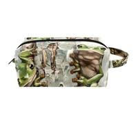 Travel Toiletries Bags Cosmetic Bag for Women Microfiber Leather Makeup Handy Pouch Organiser with Zipper, Frog Climb on Tree