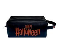 Travel Toiletries Bags Cosmetic Bag for Women Microfiber Leather Makeup Handy Pouch Organiser with Zipper, Halloween Spooky Grave with Flying Bats