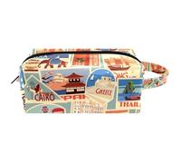 Travel Toiletries Bags Cosmetic Bag for Women Microfiber Leather Makeup Handy Pouch Organiser with Zipper, Europe Africa Asia America Travel