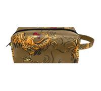 Travel Toiletries Bags Cosmetic Bag for Women Microfiber Leather Makeup Handy Pouch Organiser with Zipper, Furious Rooster