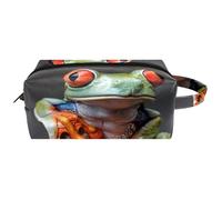 Travel Toiletries Bags Cosmetic Bag for Women Microfiber Leather Makeup Handy Pouch Organiser with Zipper, a Tree Frog