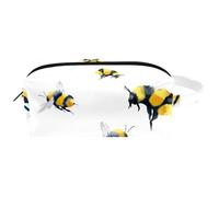 Travel Toiletries Bags Cosmetic Bag for Women Microfiber Leather Makeup Handy Pouch Organiser with Zipper, Flying Bumble Bees