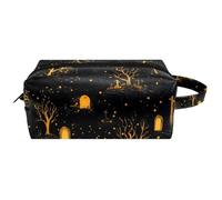 Travel Toiletries Bags Cosmetic Bag for Women Microfiber Leather Makeup Handy Pouch Organiser with Zipper,Grave Dead Tree Halloween