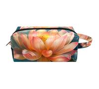 Travel Toiletries Bags Cosmetic Bag for Women Microfiber Leather Makeup Handy Pouch Organiser with Zipper, Blossoming Lotus