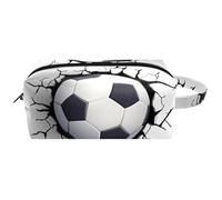 Travel Toiletries Bags Cosmetic Bag for Women Microfiber Leather Makeup Handy Pouch Organiser with Zipper, Soccer Flying Through The Wall Cracks