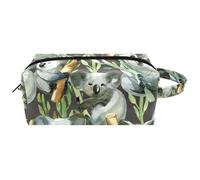 Travel Toiletries Bags Cosmetic Bag for Women Microfiber Leather Makeup Handy Pouch Organiser with Zipper, Watercolor Gray Koala Hold Branch