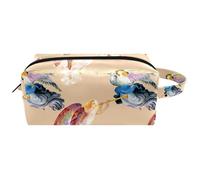 Travel Toiletries Bags Cosmetic Bag for Women Microfiber Leather Makeup Handy Pouch Organiser with Zipper, Beautiful Angels with Wings
