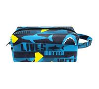 Travel Toiletries Bags Cosmetic Bag for Women Microfiber Leather Makeup Handy Pouch Organiser with Zipper, Grunge Shark Dangerous