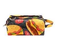Travel Toiletries Bags Cosmetic Bag for Women Microfiber Leather Makeup Handy Pouch Organiser with Zipper, Tasty jJuicy Greasy Cheeseburger