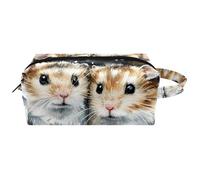Travel Toiletries Bags Cosmetic Bag for Women Microfiber Leather Makeup Handy Pouch Organiser with Zipper,Hamsters in Cave