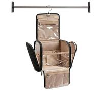 Travel Toiletry Bag 28x15x21.5cm - Large Volume Waterproof Makeup Bag with Hook | Portable Cosmetic Organizer Camping Suitcase Shower Airplane Hotel Sport, Black, Please refer to the description