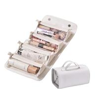 Travel Toiletry Bag 4 Detachable Clear Multi Compartment Hanging Makeup Bag Leather 4 in 1 Roll Up Large Capacity Compact Waterproof Foldable Cosmetic Bag, Folding Ladies Wash Bag (White)