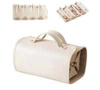 Travel Toiletry Bag,4 in 1 Cosmetic Bag,4 Detachable Clear Multi Compartment Hanging Makeup Bag,Large Foldable Cosmetic Bag,Suitable for Going Out and Traveling (Beige)