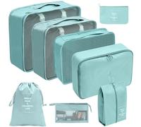 Travel Toiletry Bag 7/8Set Packing Cubes for Suitcases Packing Cube for Shoes Cosmetics Clothing for Travel Luggage Organizer Women Men Make up Bag(Blu,8set)