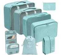Travel Toiletry Bag 7/8Set Packing Cubes for Suitcases Packing Cube for Shoes Cosmetics Clothing for Travel Luggage Organizer Women Men Make up Bag(Blu,8-Set)