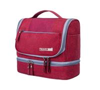 Travel Toiletry Bag - 9.06 Inch Waterproof Oxford Bag, Compact Makeup Organizer | Portable Hanging Toiletry Bags: 600D Material, Hook and Handle Design, Wine Red, Please refer to the description