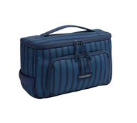Travel Toiletry Bag for Women and Men | Large Wash Bag with Compartments | Waterproof Makeup Cosmetic Organiser | Ladies and Mens Toiletries Bag for Travelling | Striped (Blue Stripe)