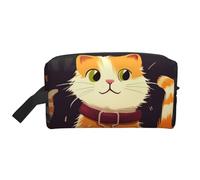 Travel Toiletry Bag for Women Men Leather Makeup Bag Large Portable Travel Organizer Lovely Cat Cosmetic Bag with Hanging Hook Travel Bathroom Bag Zipper Pouch Purse, White, One Size