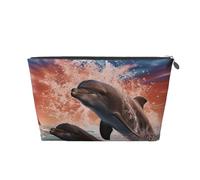 Travel Toiletry Bag for Women Men Two Dolphins Makeup Bag Large Capacity Cosmetic Bags Water-Resistant Cosmetic Organizer Bag