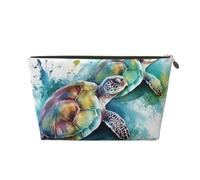 Travel Toiletry Bag for Women Men Two Turtles Watercolor Splash Makeup Bag Large Capacity Cosmetic Bags Water-Resistant Cosmetic Organizer Bag