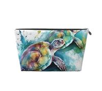 Travel Toiletry Bag for Women Men Two Turtles Watercolor Splash Makeup Bag Large Capacity Cosmetic Bags Water-Resistant Cosmetic Organizer Bag