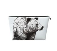 Travel Toiletry Bag for Women Men Wildlife Hand Drawn Bear Animal Makeup Bag Large Capacity Cosmetic Bags Water-Resistant Cosmetic Organizer Bag