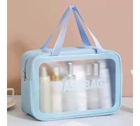 Travel Toiletry Bag, Large Capacity 12.2"x7.8"x6.3" Cosmetic Bag for Men & Women with Wet/Dry Compartments, Waterproof PVC & Translucent Matte Finish, Sturdy Handle for Gym and Vacation