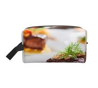 Travel Toiletry Bag Large Capacity Storage for Small Items Portable Durable with Full Beautiful Steak Print Design