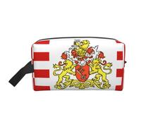 Travel Toiletry Bag Large for Daily Use, Durable Portable Organizer with Flag of The Senate of Bremen Print Design
