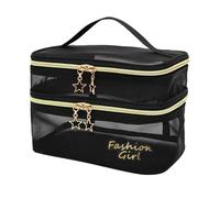 Travel Toiletry Bag Large Portable for Manicure Sets Toiletries Nail Varnish for Manicure(Black with Words)