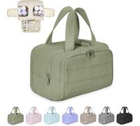 Travel Toiletry Bag, Lightweight Large Wide-Open Toiletry Bag for Women, 4-in-1 Puffy Multi-Functional Travel Bag with Handle for Accessories, Essentials, Toiletries (Green)