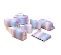 Travel Toiletry Bag Makeup Bag 7PCS Large Travel Make Up Bags Cute Cosmetic Organizer Pouches Toiletry Bag for Women Girls PU Leather Make up Bag(Lila)