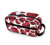 Travel Toiletry Bag Nylon Dopp Kit Shaving Bag Bright Red Heart Makeup Case Cosmetics Organizer for Men Women