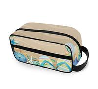 Travel Toiletry Bag Nylon Dopp Kit Shaving Bag Flip-Flops Shells Frame On The Beach Makeup Case Cosmetics Organizer for Men Women