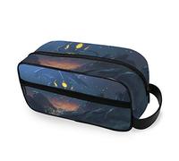 Travel Toiletry Bag Nylon Dopp Kit Shaving Bag Sci-Fi Scene Alien Ship Invading Night City Makeup Case Cosmetics Organizer for Men Women