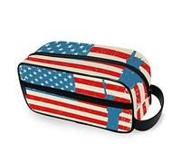 Travel Toiletry Bag Nylon Dopp Kit Shaving Bag Statue of Liberty On American Flag Makeup Case Cosmetics Organizer for Men Women