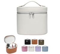 Travel Toiletry Bag, Portable Makeup Bag, PU Leather Waterproof wash Bag,Vanity Case Organizer Case with Removable Divider (White)