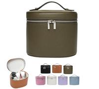 Travel Toiletry Bag, Portable Makeup Bag, PU Leather Waterproof wash Bag,Vanity Case Organizer Case with Removable Divider (Army Green)