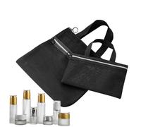 Travel Toiletry Bag | Portable Mesh Cosmetic Bag - Bag with Zippers and Handle 2 Pieces Travel Gym Holiday Beach Plane School, Black, Please refer to the description, Please refer to description