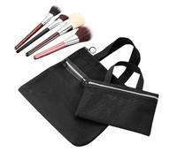 Travel Toiletry Bag - Portable Mesh Cosmetic Pouch | 2 Pouches with Handle and Zipper for Festival Beach Airplane Gym Holiday, Black, Se référer au descriptif, Refer to description