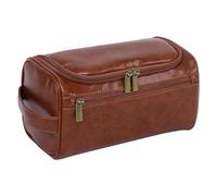 Travel Toiletry Bags for Women | Vista Print Travel Toiletry Organizer | Hanging Travel Makeup Bag for Camping and Travel, Waterproof Large Travel Toiletry Bag with Compartment, Premium PU Brown,
