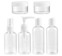 Travel Toiletry Bottle Set Clear Plastic, 7 Pieces