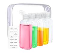 Travel Toiletry Bottles, Refillable Liquid Containers, 7.09x5.51in Portable Cosmetic Dispensers, Leak Proof Design, Approved for 100ml Clear Set, Vacation, Gym, Camping