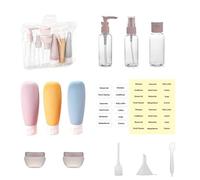 Travel Toiletry Bottles Set - 13-Piece Leak-Proof Kit with Spray, Pump & Flip Cap Containers, Cream Jars, Funnel & Labels (Clear BPA-Free Plastic)