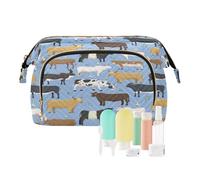 Travel Toiletry Cosmetic Makeup Bag Bulls Cows Farm Animal for Women Men Girls, Beef Buffalo Waterproof Makeup Cosmetic Wash Organizer Bag for Travel Essentials
