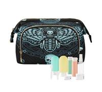 Travel Toiletry Cosmetic Makeup Bag Butterfly Skull for Women Men Girls, Happy Halloween Gothic Waterproof Makeup Cosmetic Wash Organizer Bag for Travel Essentials