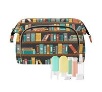 Travel Toiletry Cosmetic Makeup Bag Library Bookshelf Education for Women Men Girls, Book Waterproof Makeup Cosmetic Wash Organizer Bag for Travel Essentials
