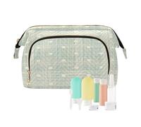 Travel Toiletry Cosmetic Makeup Bag Mint Green Polka Dot for Women Men Girls, Cute Pastel Waterproof Makeup Cosmetic Wash Organizer Bag for Travel Essentials