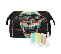 Travel Toiletry Cosmetic Makeup Bag Retro Day Ot The Dead Screaming Skull for Women Men Girls, Halloween Gothic Waterproof Makeup Cosmetic Wash Organizer Bag for Travel Essentials